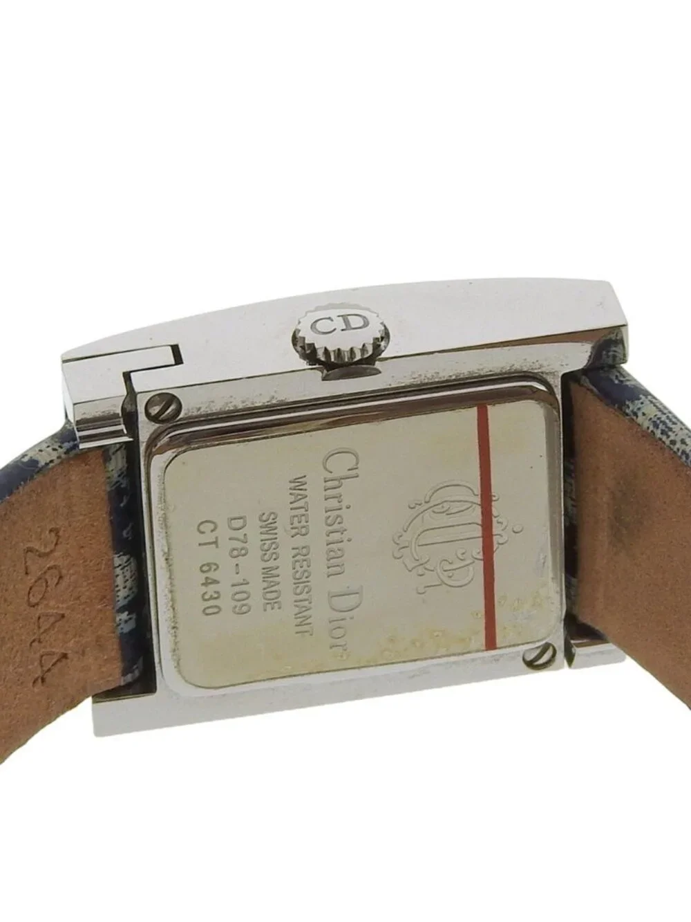 Dior Malice Stainless Steel Leather Quartz Analog Display White Shell Dial Watch